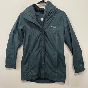 Columbia Omni-Tech Waterproof Breathable Hooded Jacket Women's Size S‎ Teal